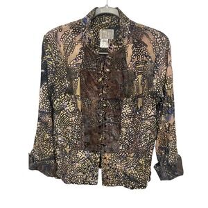 Alberto Makali Jacket Top Y2K Embellished Lace Rhinestones Size 14 Maximalist